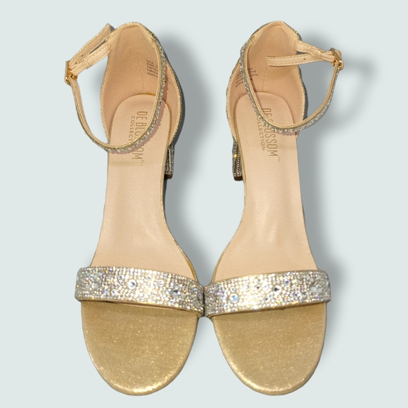 Rhinestone covered open toed heels. Great for any occasion. Worn once. - Picture 7 of 8